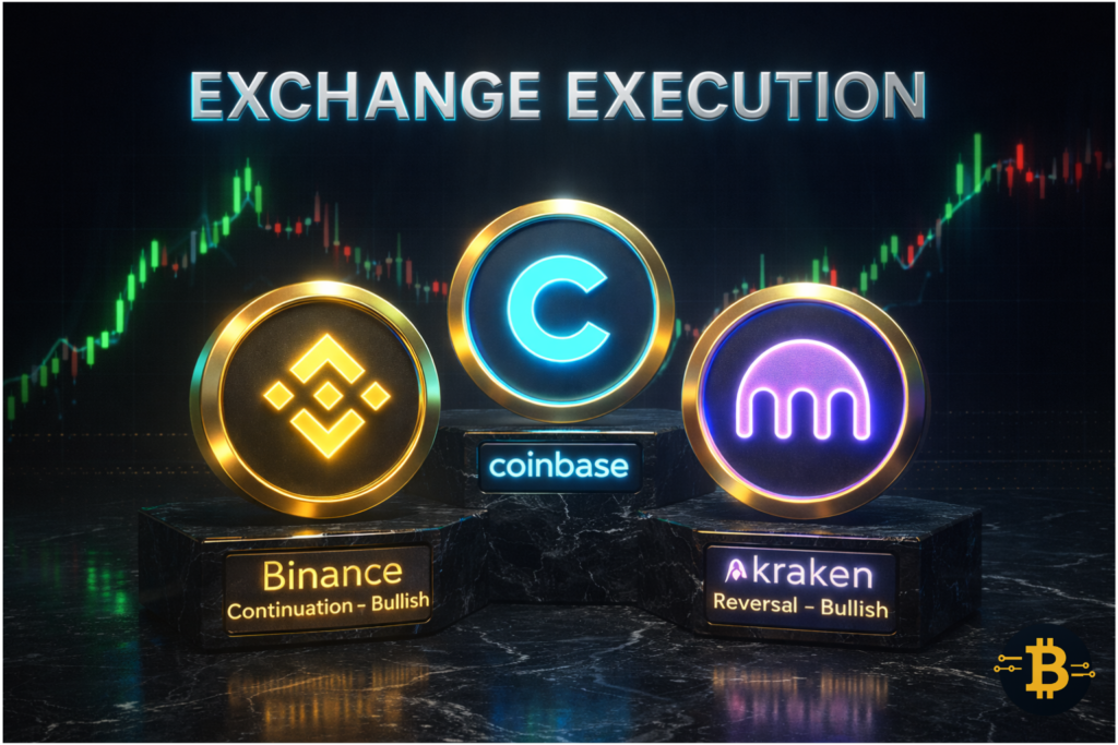 Major cryptocurrency exchanges Binance Coinbase and Kraken comparison for trading execution and liquidity