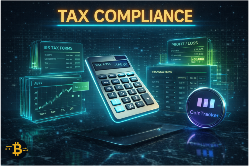 Crypto trading tools - Crypto tax software CoinTracker showing automated tax reporting and accounting for cryptocurrency trades