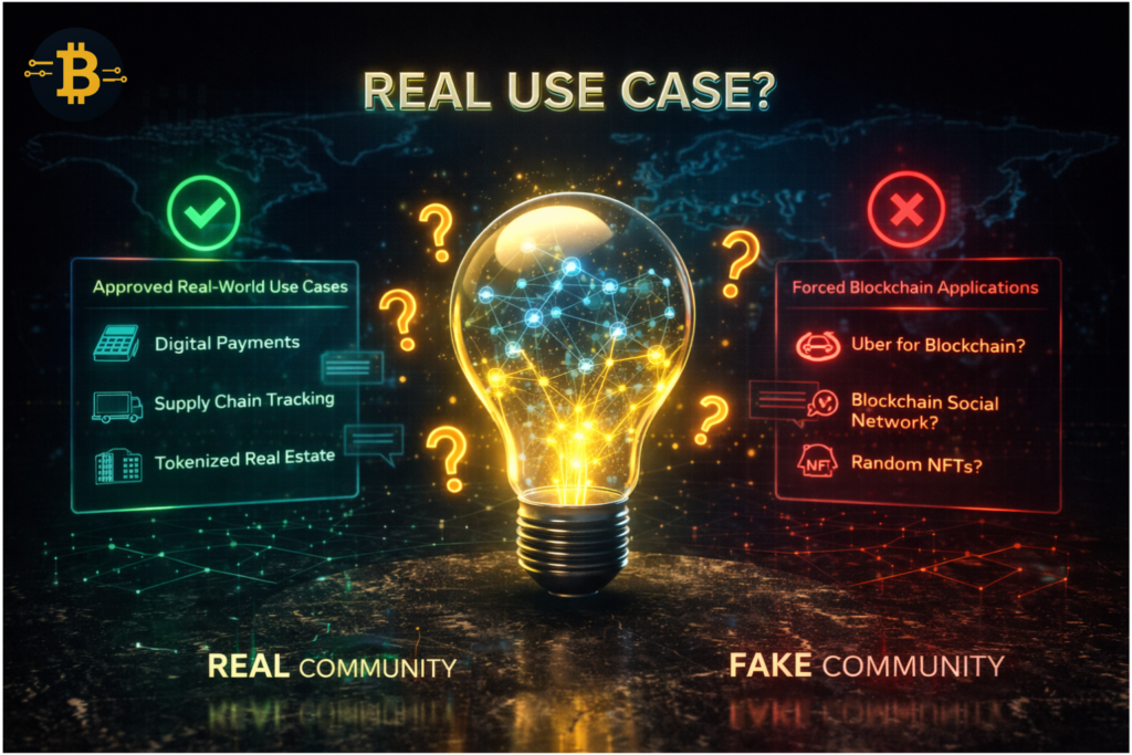 Crypto use case evaluation determining if blockchain project solves real problem or forced application