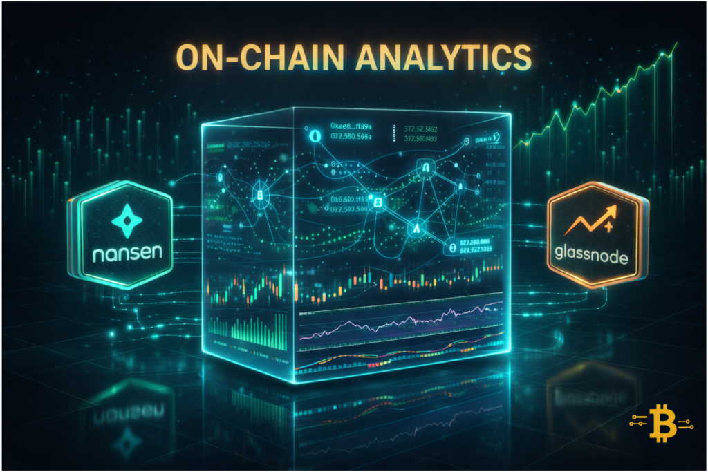 On-chain analytics tools Nansen and Glassnode tracking smart money wallet movements and blockchain data
