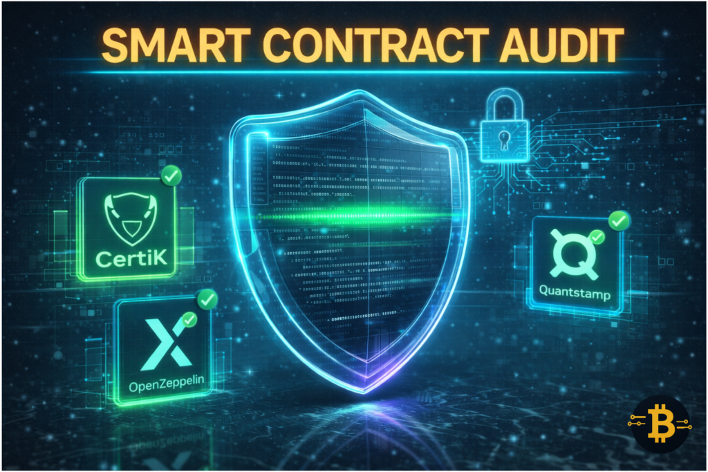 Smart contract audit importance with CertiK Quantstamp OpenZeppelin security verification badges